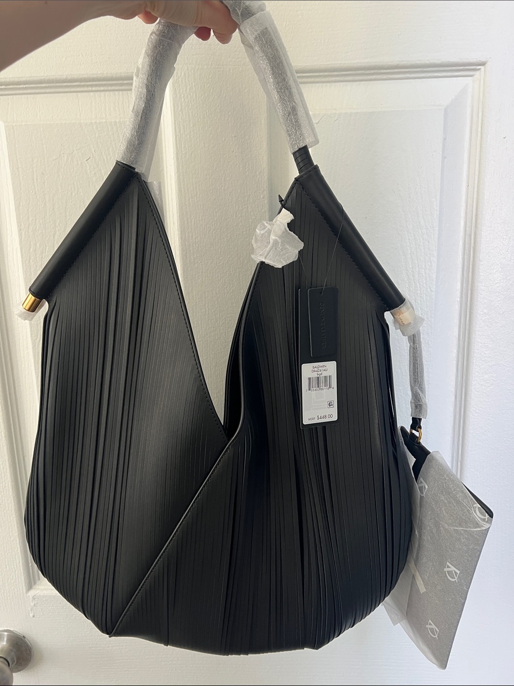 Donna Karan New York Black Baldwin Pleated Hobo Shoulder Bag Large - Picture 5 of 17